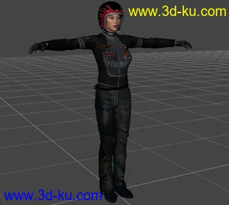 一个玩机车的女人3d模型的图片