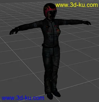 一个玩机车的女人3d模型的图片