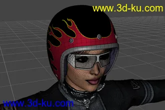 一个玩机车的女人3d模型的图片