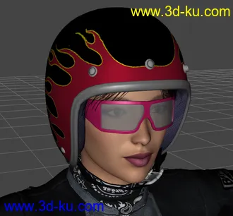 一个玩机车的女人3d模型的图片