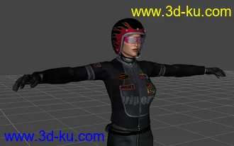 一个玩机车的女人3d模型的图片