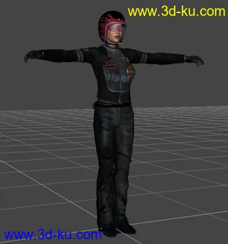 一个玩机车的女人3d模型的图片