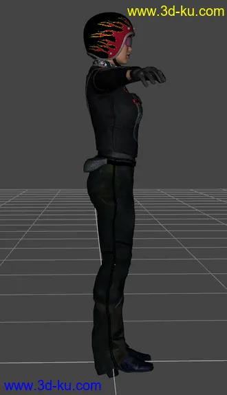 一个玩机车的女人3d模型的图片