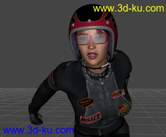 一个玩机车的女人3d模型的图片