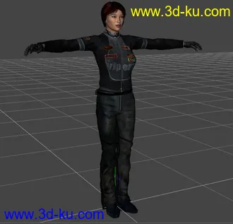 一个玩机车的女人3d模型的图片