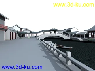 3D打印模型古建 水景练习用 免费 完整场景的图片