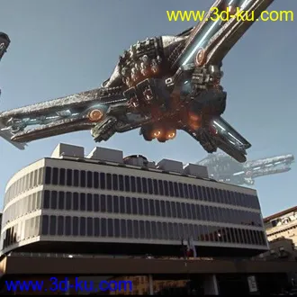 3D打印模型城市上空的飞船的图片