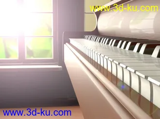 3D打印模型钢琴，maya渲染，mia材质球，唯美，棕红色，带室内场景的图片