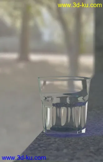 3D打印模型玻璃杯高级渲染，带水效果图，附送小场景，小清新，简单，主要调材质球反射折射属性的图片