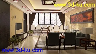 3D打印模型新中式  客厅的图片