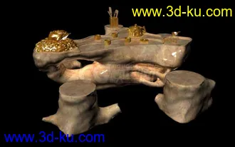 高质量大型根雕茶具3D模型的图片