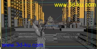 3dmax全模型建筑动画场景 小区园林绿化特写镜头的图片