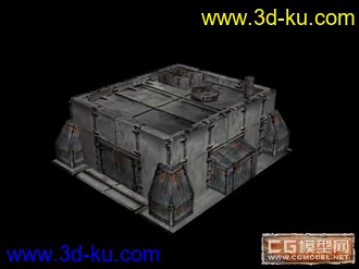 3D打印模型两个房子低模，带贴图的图片