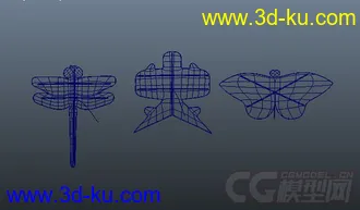 3D打印模型燕子、蜻蜓、蝴蝶三个风筝的图片