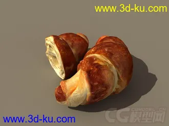 3D打印模型写实的牛角面包，带材质的图片