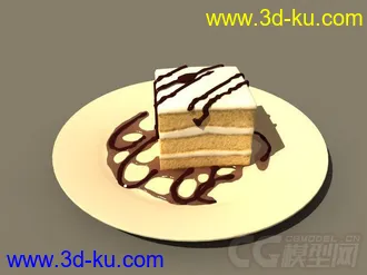 3D打印模型写实的奶油蛋糕点心，带材质的图片