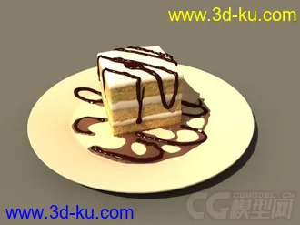3D打印模型写实的奶油蛋糕点心，带材质的图片