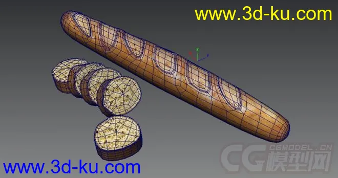 写实的法国长棍面包，带材质模型的图片3