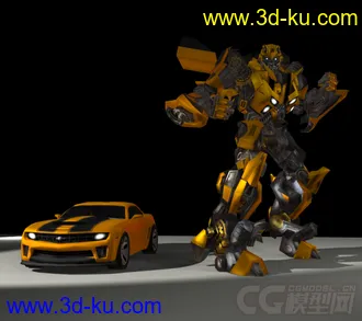 3D打印模型变形金刚-大黄蜂+雪佛兰科迈罗汽车一辆的图片