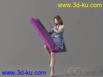 3D打印模型[抚琴的女子]Fuqin woman的图片
