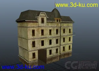 3D打印模型【房屋】西方欧式建筑含贴图，MA档与FBX档的图片
