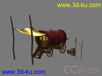 3D打印模型篷车。喜欢的朋友支持下，谢谢。纯手绘的图片