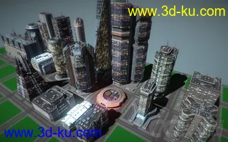 3D打印模型大师级科幻元素建筑合集第四部，科幻城市未来城市建筑部件，低面次时代的图片