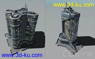 3D打印模型大师级科幻元素建筑合集第四部，科幻城市未来城市建筑部件，低面次时代的图片