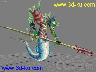 3D打印模型鱼人怪 有材质 有待机和移动动画的图片