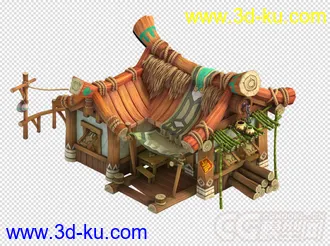 3D打印模型q版 3转2 精细房子 有材质 高模的图片