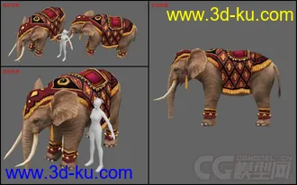 3D打印模型大象 有贴图材质 动画的图片