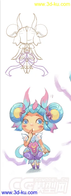 诛仙宠物嫦娥初级-挂点动作模型的图片