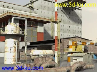3D打印模型老工业基地建筑和设施，工业工厂城市场景部件系列的图片