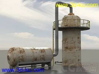 3D打印模型老工业基地建筑和设施，工业工厂城市场景部件系列的图片