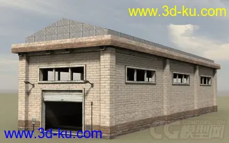 3D打印模型工业工厂城市场景部件系列6 厂房 车间 铲车 钻机车 码头 沙厂的图片