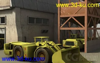 3D打印模型工业工厂城市场景部件系列6 厂房 车间 铲车 钻机车 码头 沙厂的图片