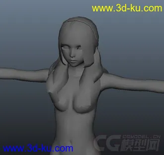 一个漂亮的女孩模型，标准布线的图片