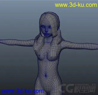 一个漂亮的女孩模型，标准布线的图片