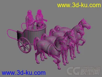 古罗马战车雕塑模型的图片