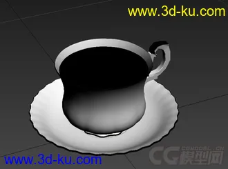 撑着绿茶的玫瑰花纹茶杯茶具高精度写实模型的图片