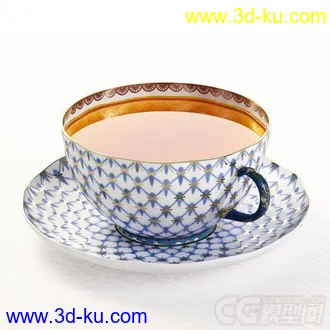 大口交叉花纹茶杯写实高精度模型、的图片