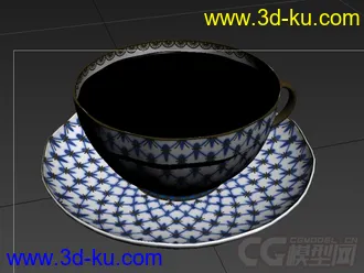 大口交叉花纹茶杯写实高精度模型、的图片