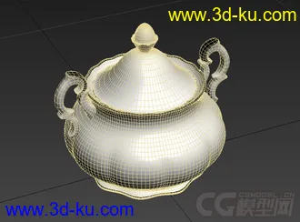 堆成玫瑰花纹青花瓷写实高精度模型的图片