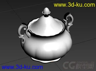 堆成玫瑰花纹青花瓷写实高精度模型的图片