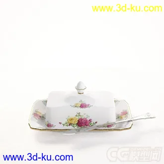 方形带盖子的盘子高精度模型的图片