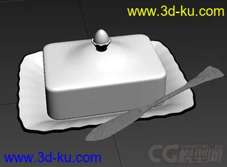 方形带盖子的盘子高精度模型的图片