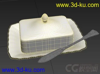 方形带盖子的盘子高精度模型的图片