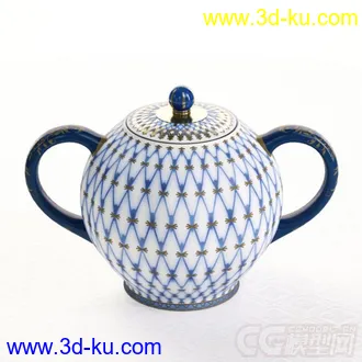 交叉花纹大口茶壶高精度写实模型的图片