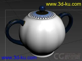 交叉花纹大口茶壶高精度写实模型的图片