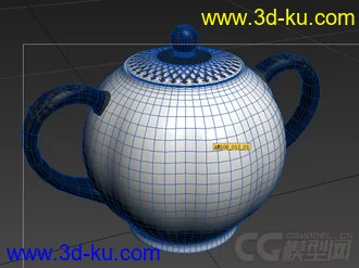 交叉花纹大口茶壶高精度写实模型的图片